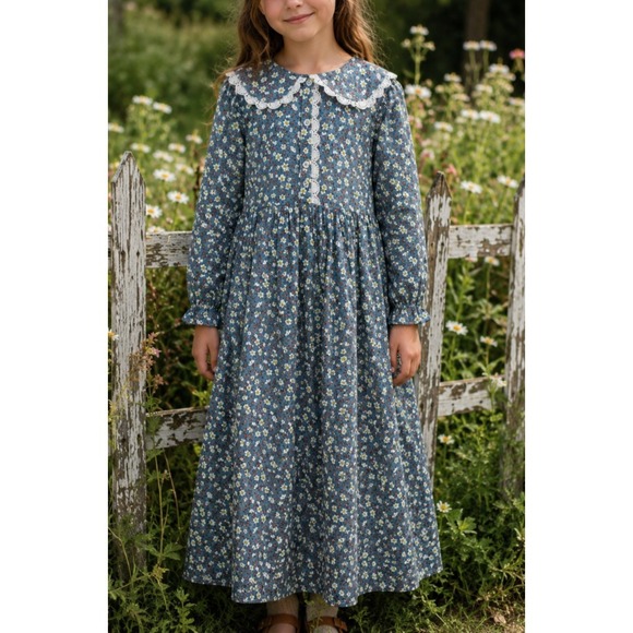 Scarlet Darkness Other - Scarlet Darkness Girls Colonial Prairie Cottagecore Dress Floral Pioneer Sz 10Y